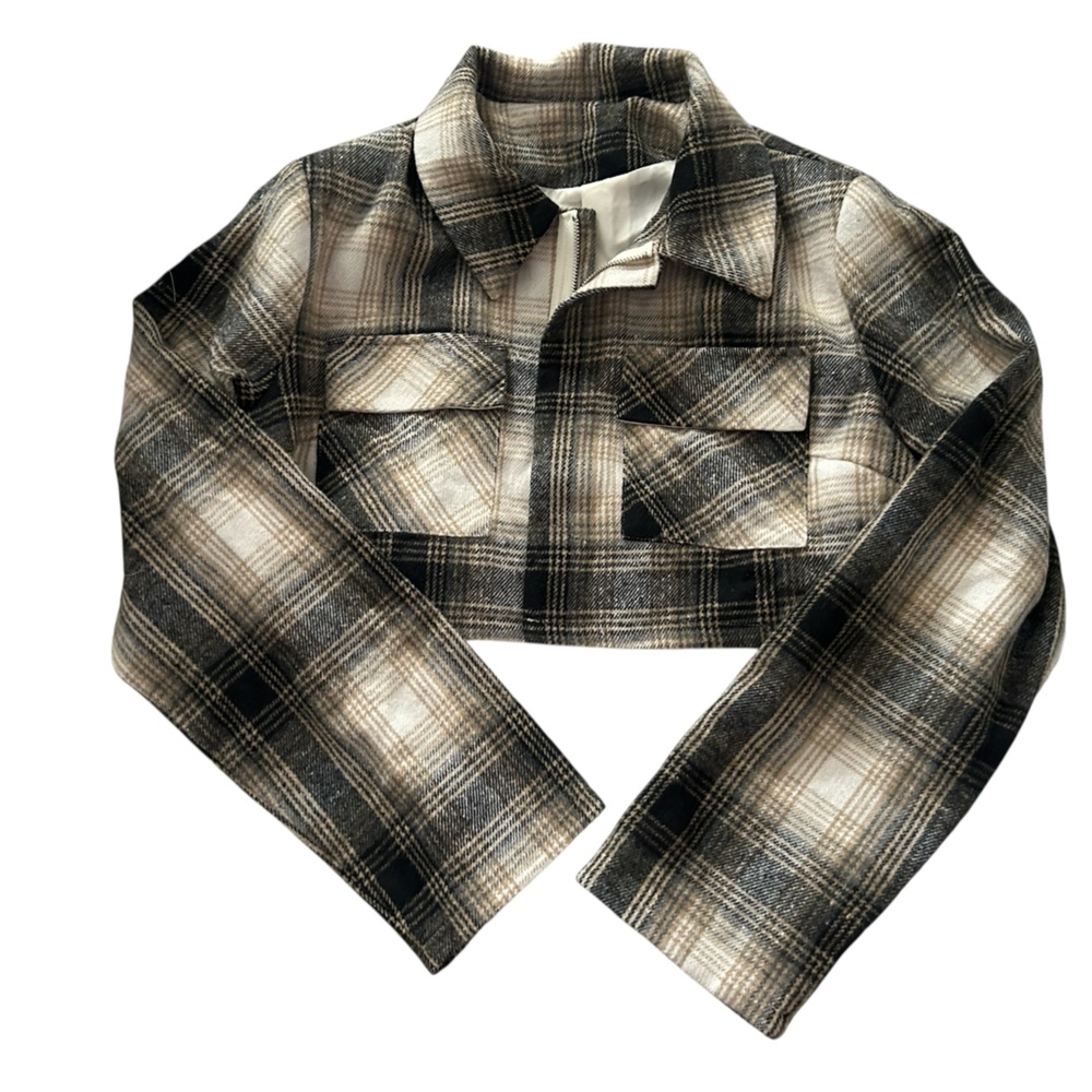 Plaid Cropped Blazer Jacket
